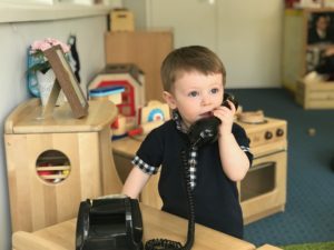 Toddler on telephone