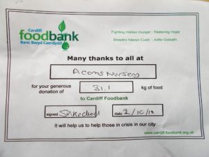 Donation to Cardiff Food Bank