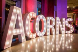 Acorns sign in lights